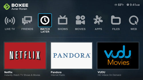 Click to enlarge Boxee version 1.5