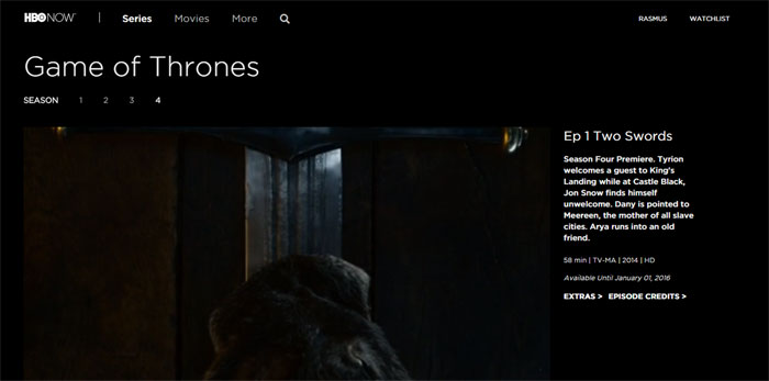 HBO Now in the browser