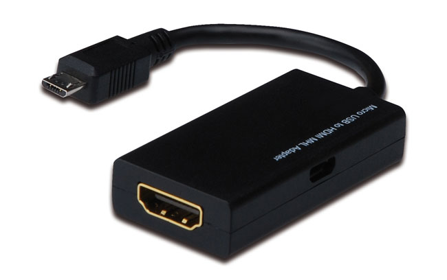All smartphones and tablets with MHL can be connected to a TV with a MHL-> HDMI connector