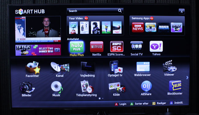 Netflix on a European Samsung Smart TV. Also notice services such as Hulu and Blockbuster