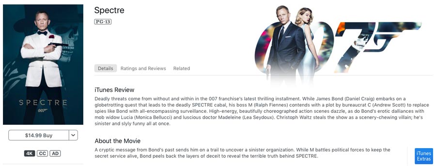James Bond: Spectre 4K on iTunes