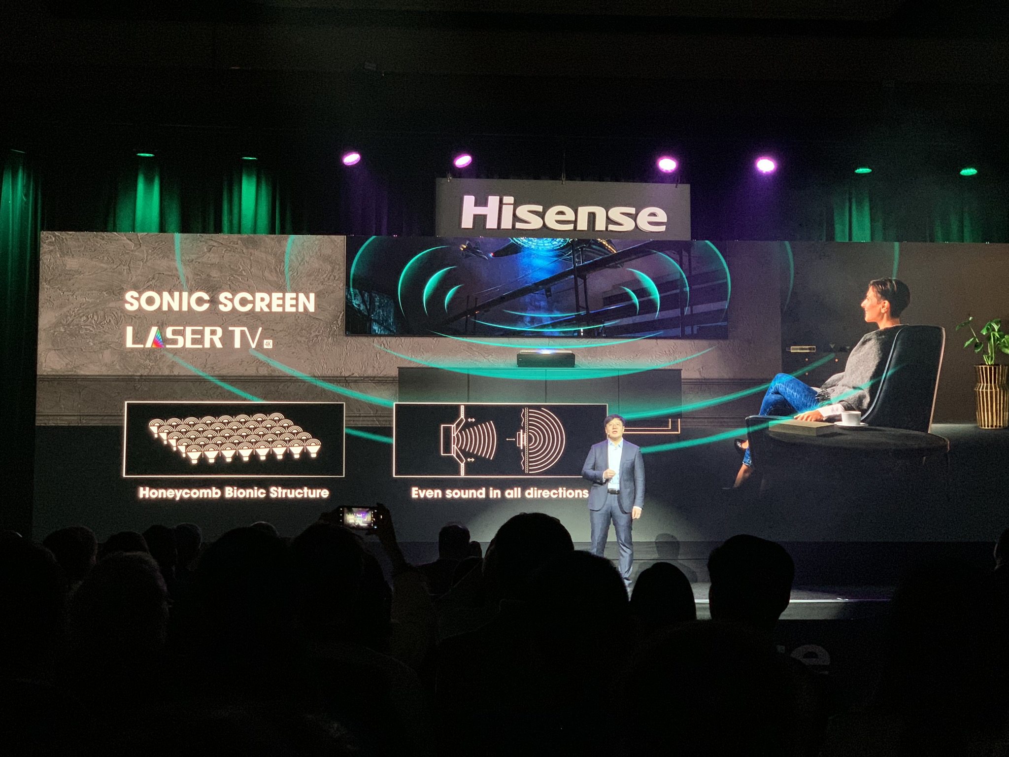 Sound intergrated into projector canvas