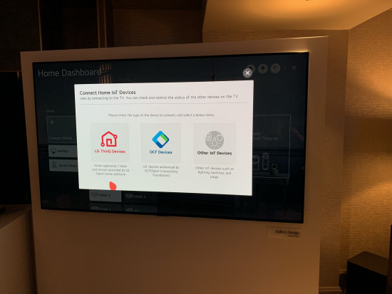LG GX Gallery OLED and LG's home dashboard
