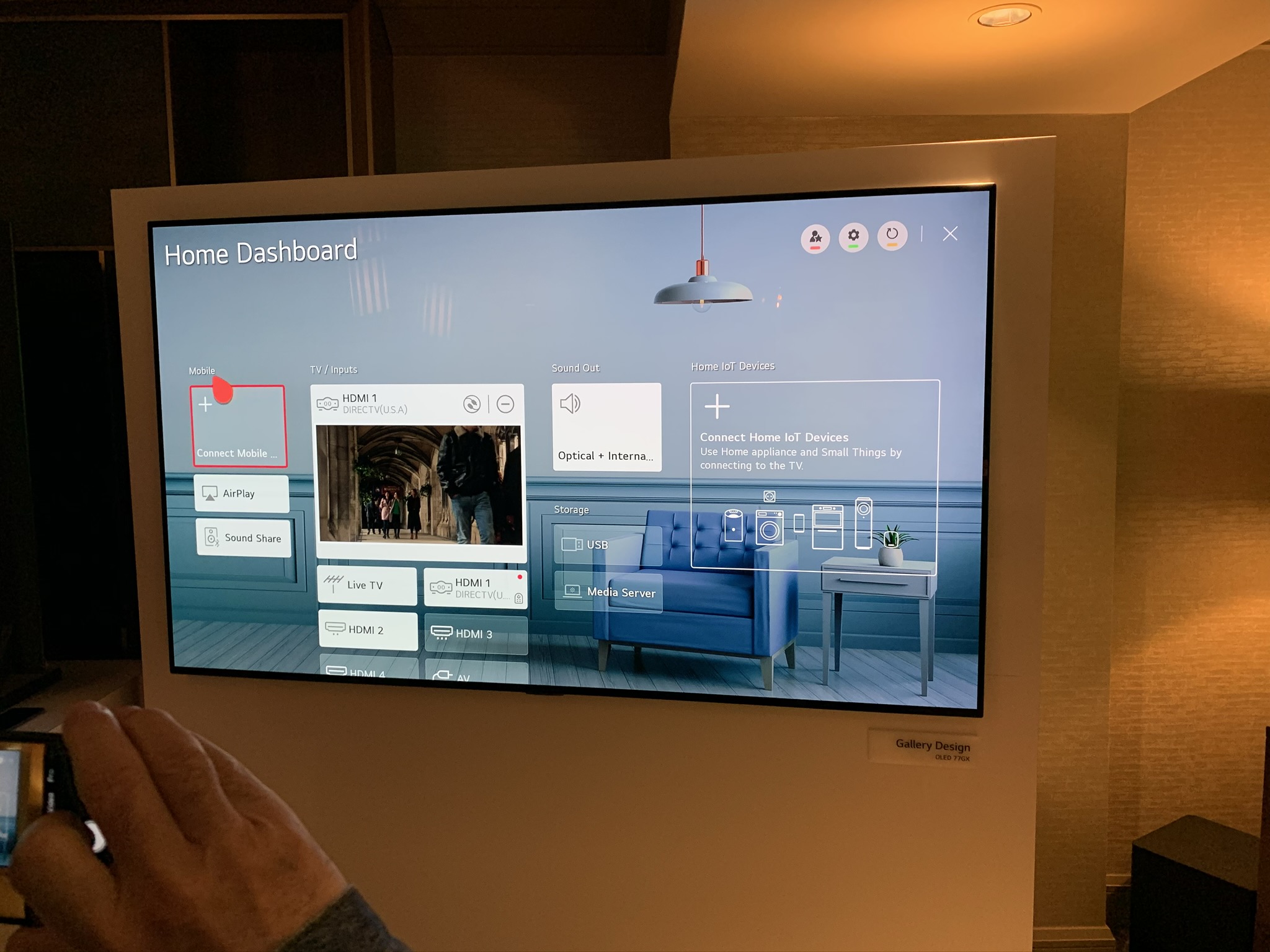LG GX Gallery OLED and LG's home dashboard
