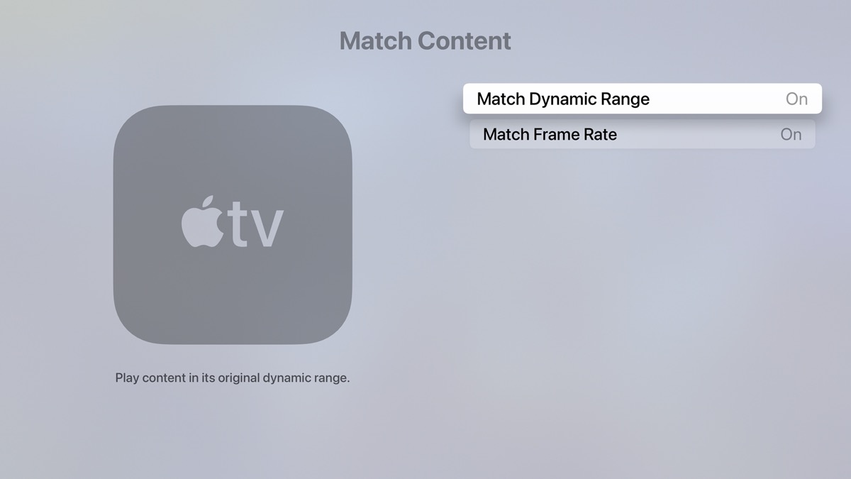 Match features Apple TV