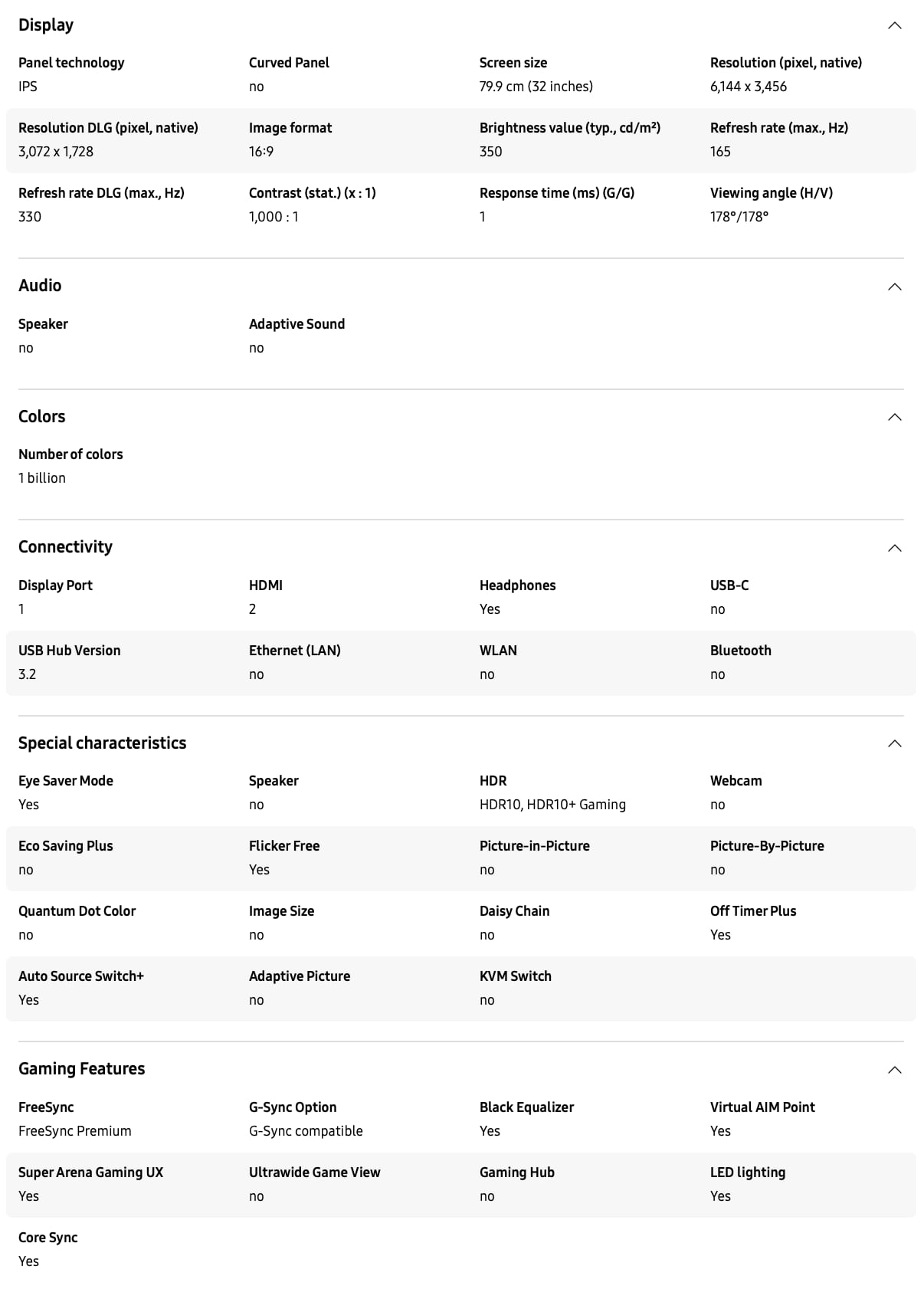 Samsung G80HS specs