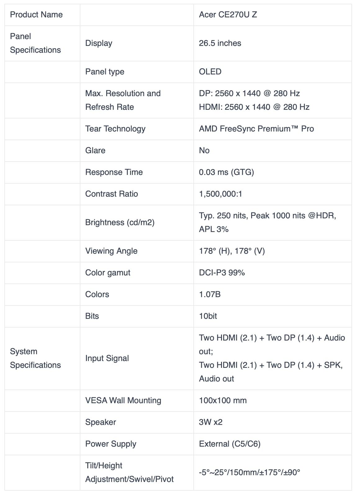 Acer CE270U Z Acer CE270U Z