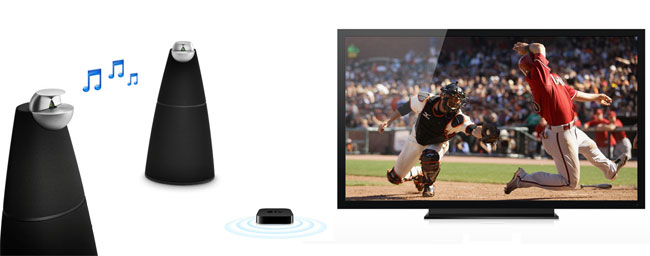 In iOS 6 the Apple TV will be able to stream audio wirelessly to AirPlay-enabled speakers