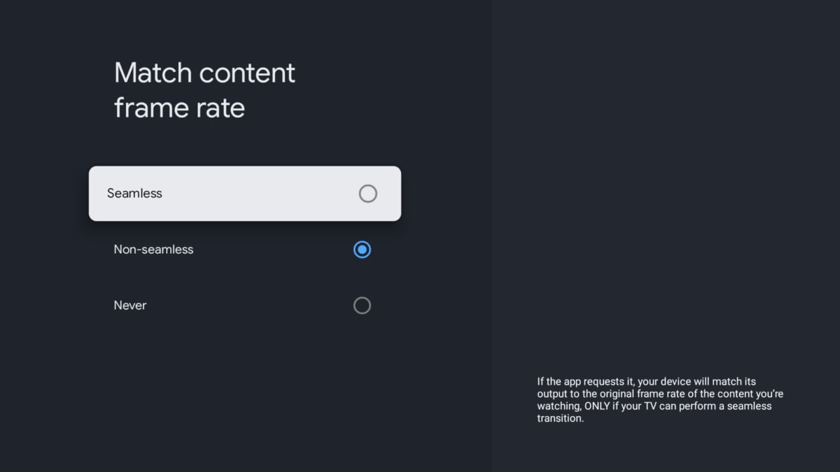 Android frame rate match