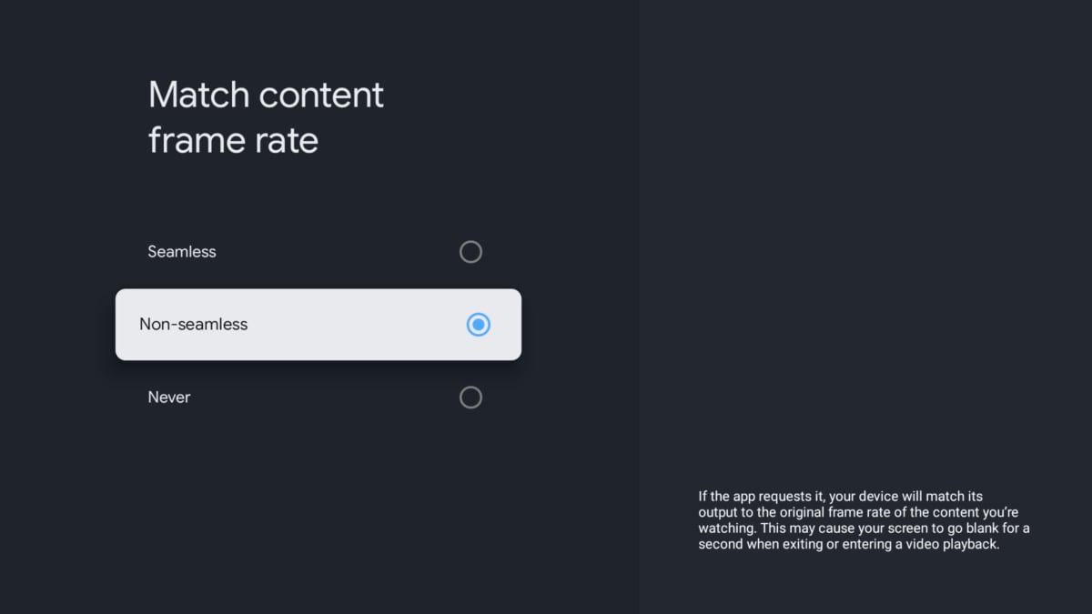 Android frame rate match