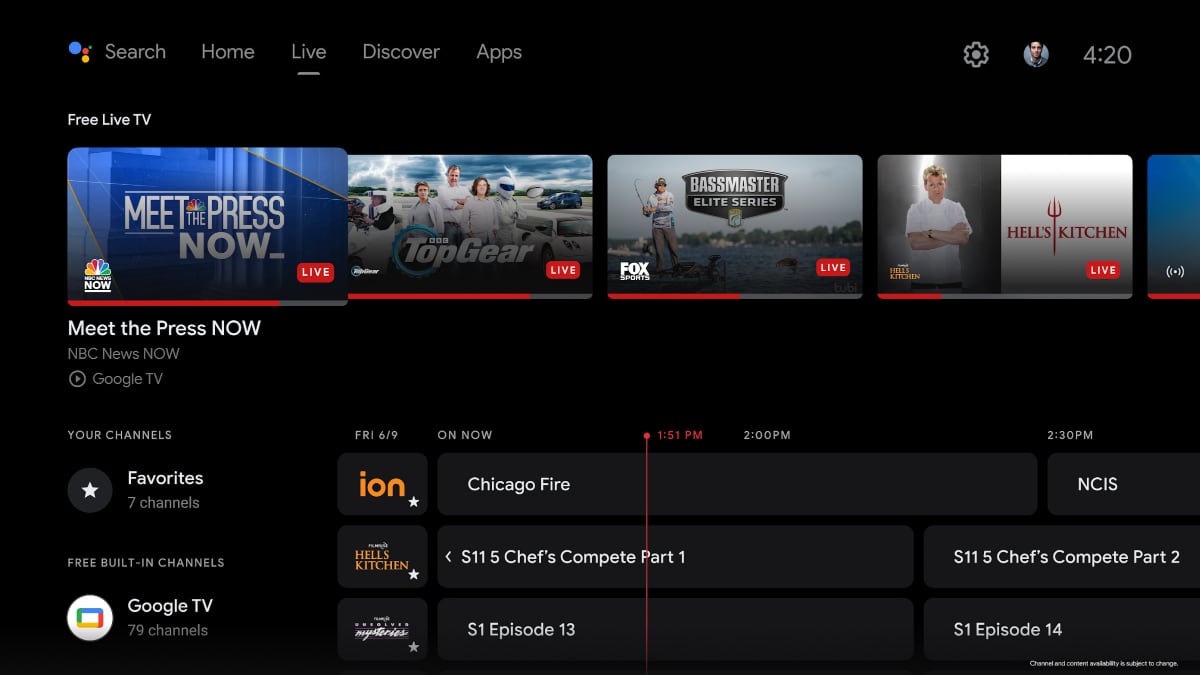 Android TV Live channels