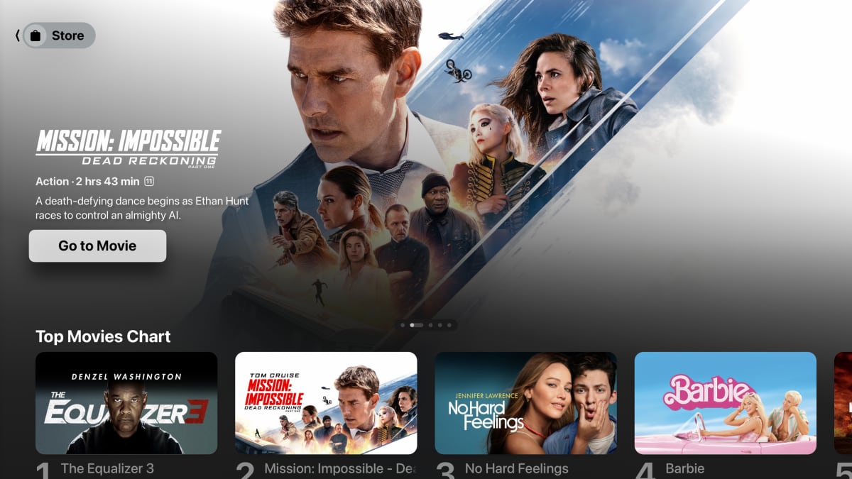 Магазин фильмов в новом приложении Apple TV в tvOS 17.2