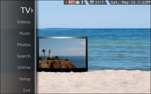 Click to enlarge Sage TV interface