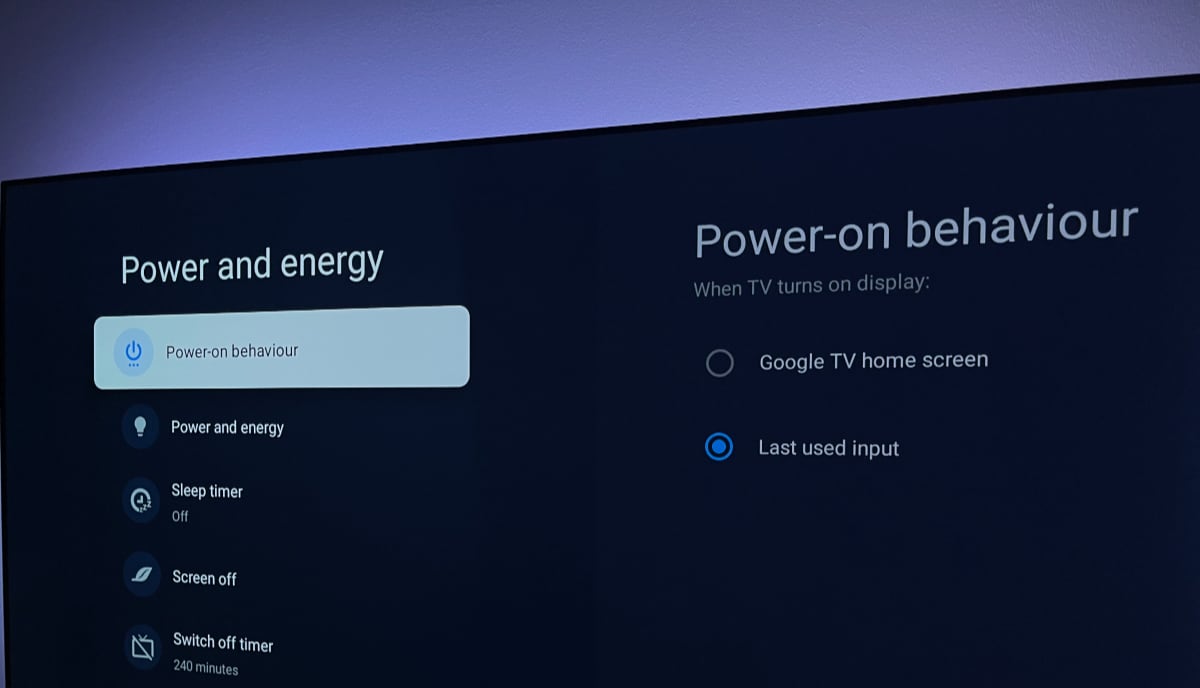 Google TV power on