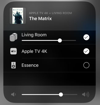   Apple iOS 12.2 control center for TV 