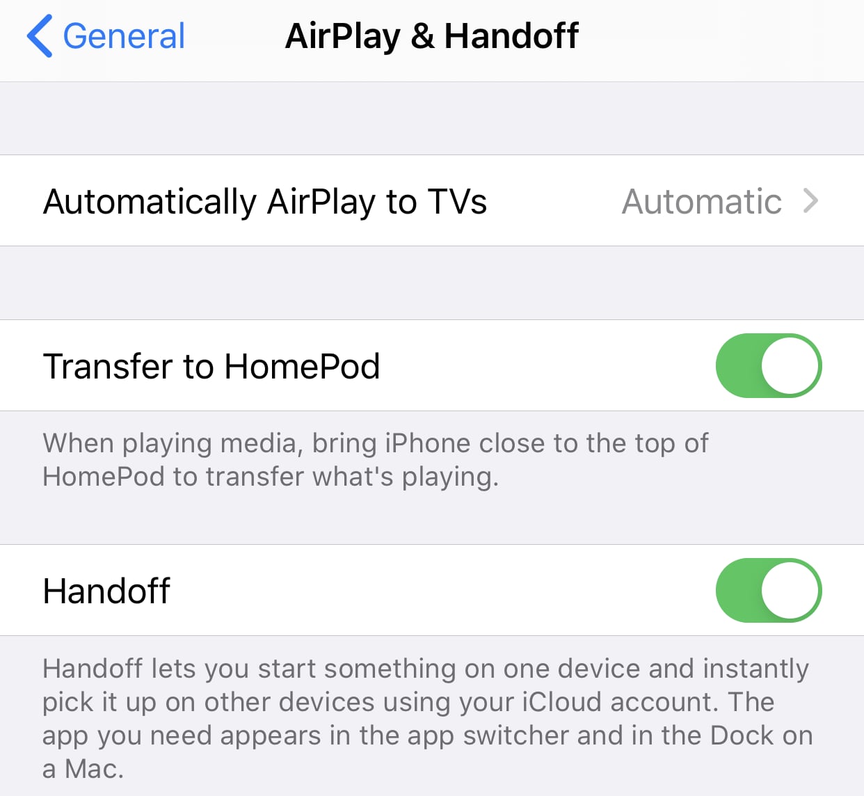 AirPlay & Handoff iOS 13.2