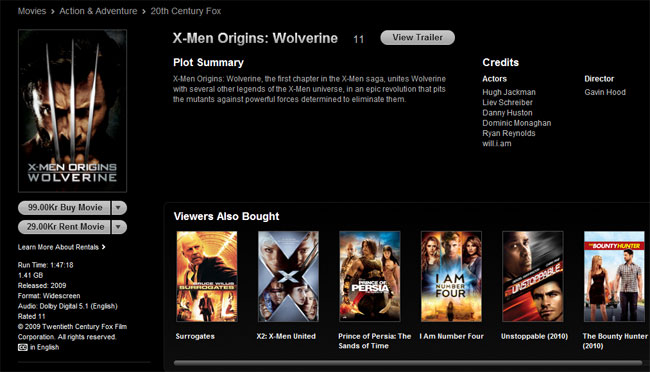 Click to enlarge Apple has made movie rentals available in more EU countries. Here you see the Danish iTunes Store