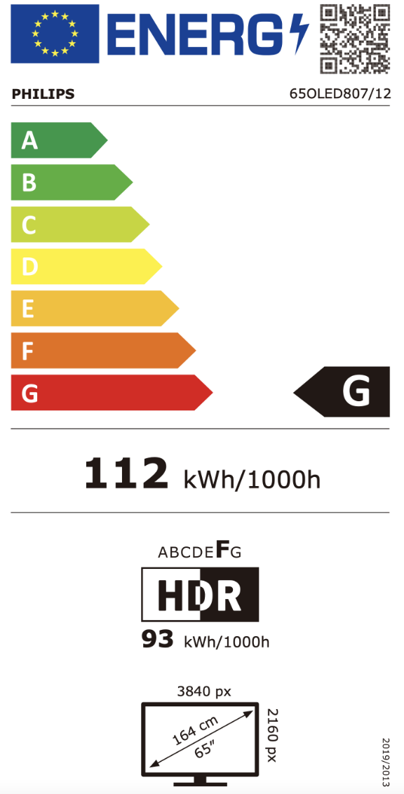 65OLED807 energy label