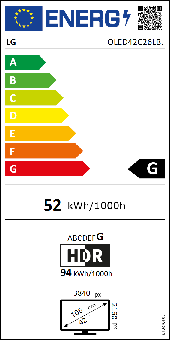 LG OLED42C2 energy label