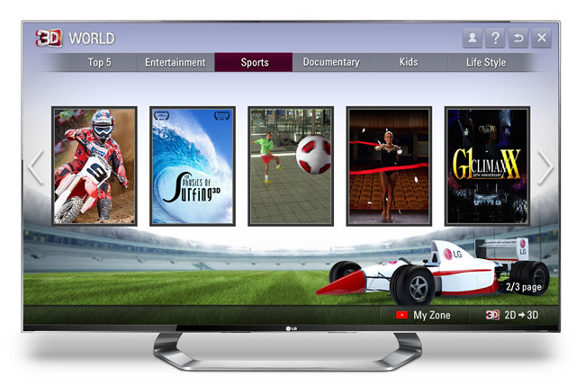 Click to enlarge Access 3D content from LG’s new 3D World app