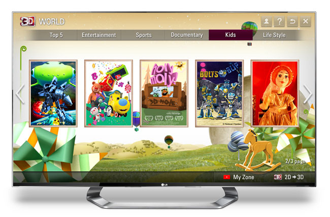 Click to enlarge Access 3D content from LG’s new 3D World app