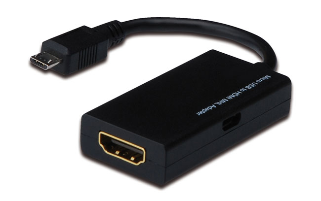 Click to enlarge All smartphones and tablets with MHL can be connected to a TV with a MHL-> HDMI connector