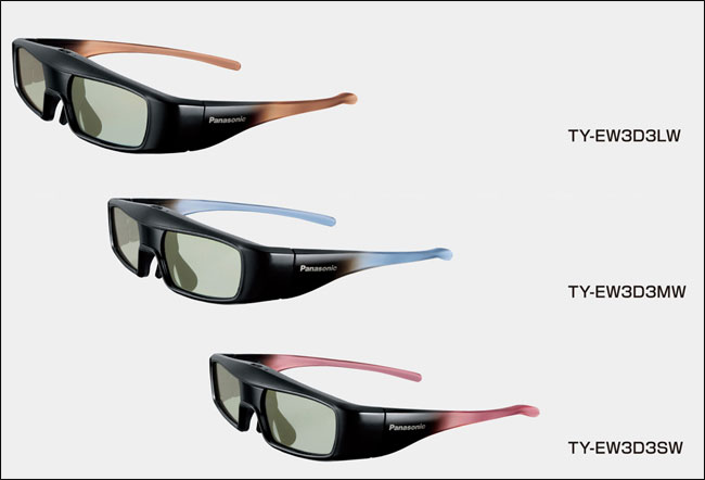 Click to enlarge Panasonic’s new 3D glasses are lighter and comes in three sizes and three colors