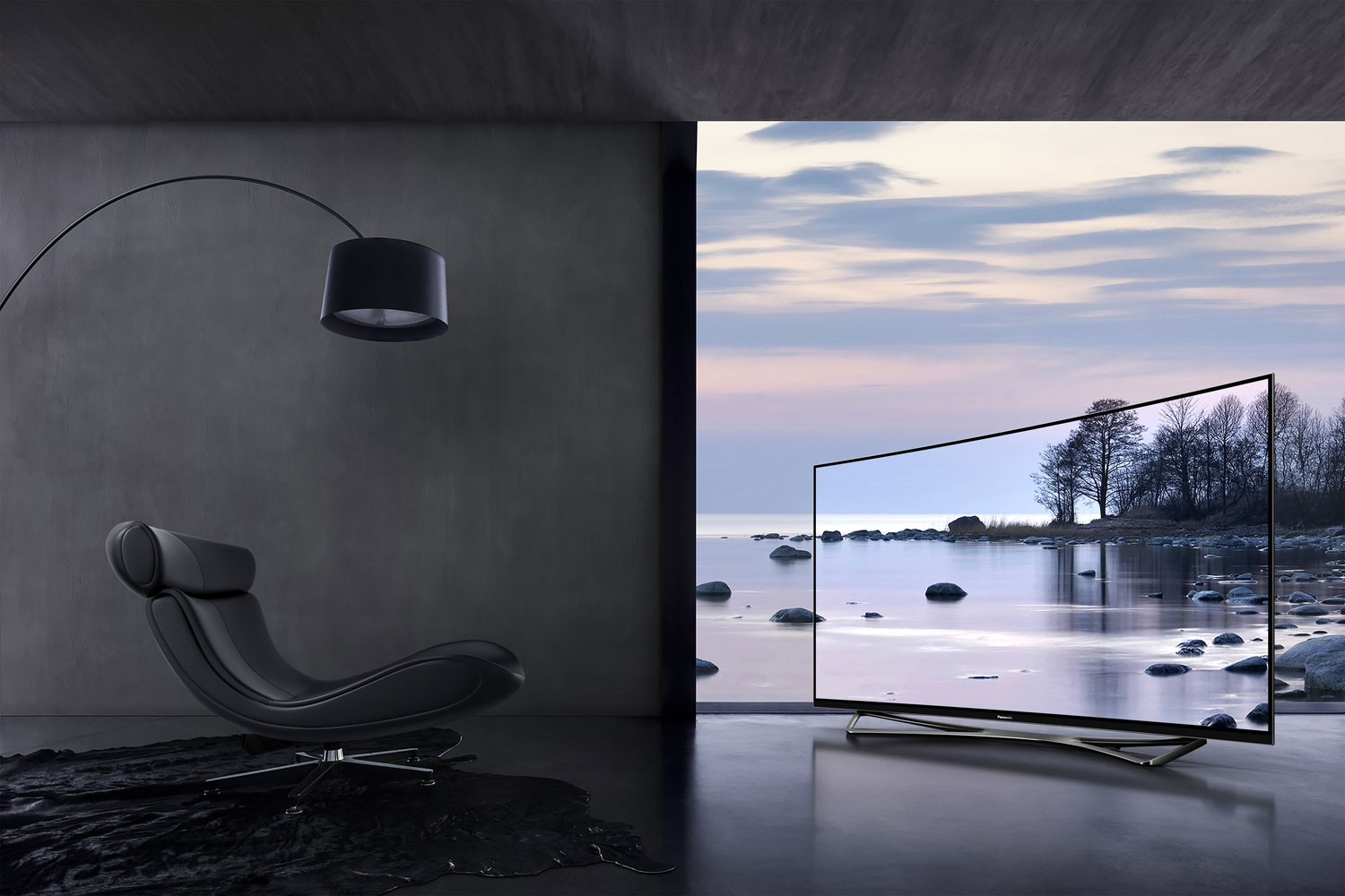 Телевизор oled hdr. Телевизор Panasonic 65. Телевизор с архитектурой. Изогнутый OLED телевизор.