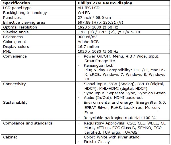Philips 276E6ADSS Philips 276E6ADSS