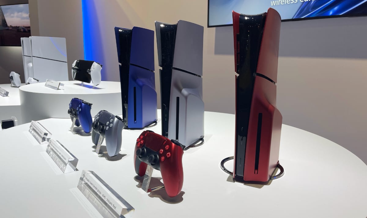 PS5 red, blue, silver