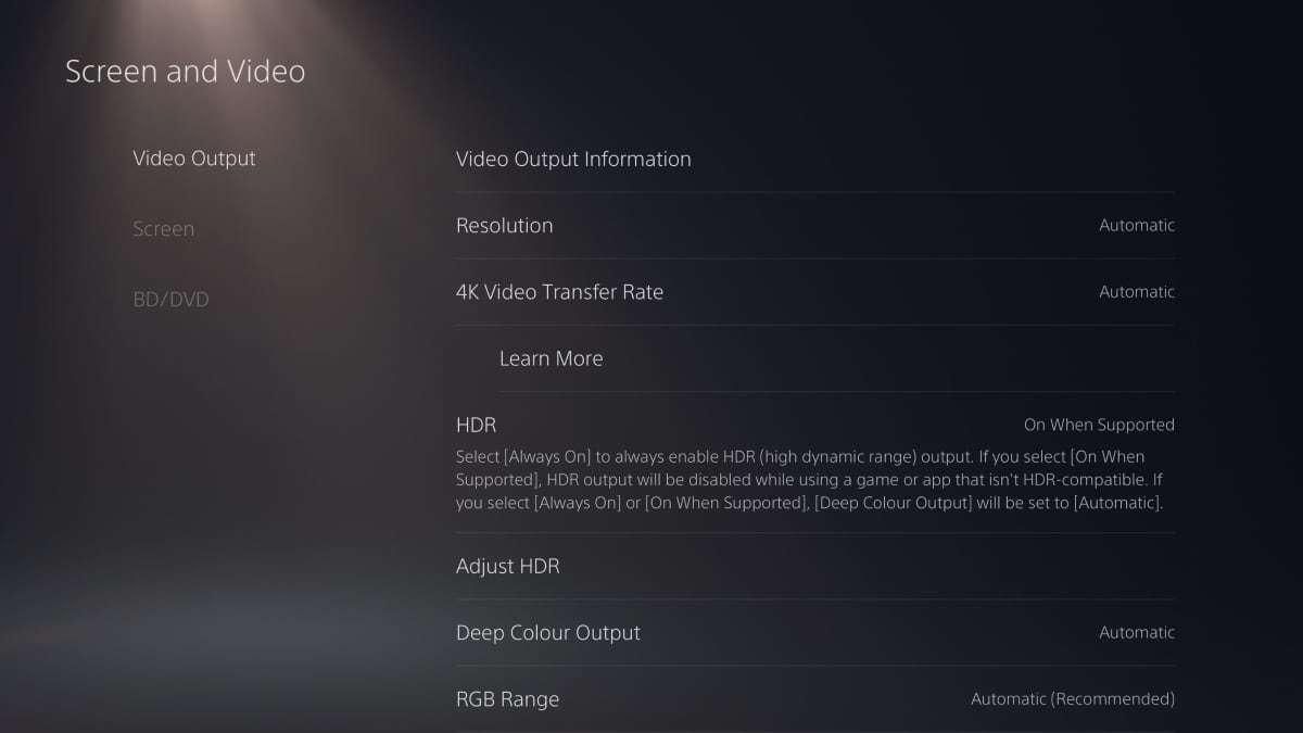 PS5 HDR when supported PS5 HDR when supported