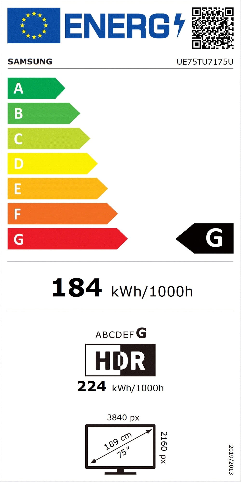 Samsung TU70 energy consumption