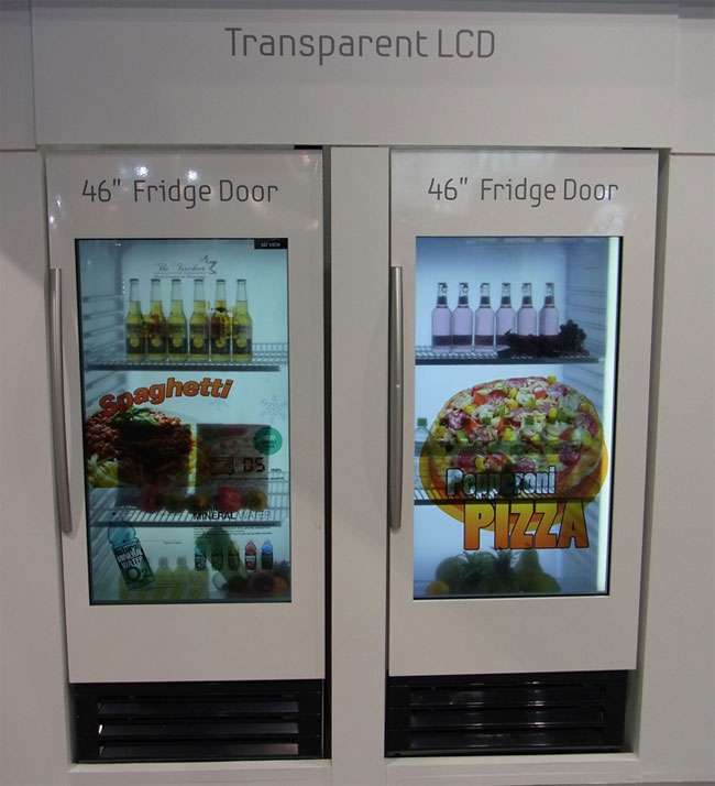 Click to enlarge Samsung’s 46-inch transparent LCDs used in refrigerator
