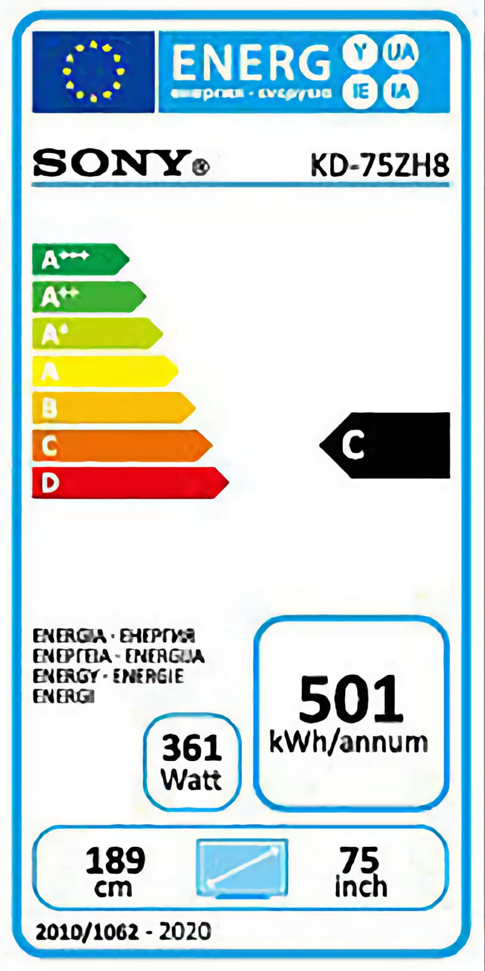 Sony 8K energy consumption