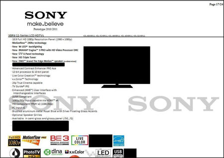 Click to enlarge Sony XBR11