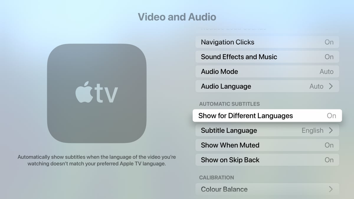 Apple TV automatic subtitles
