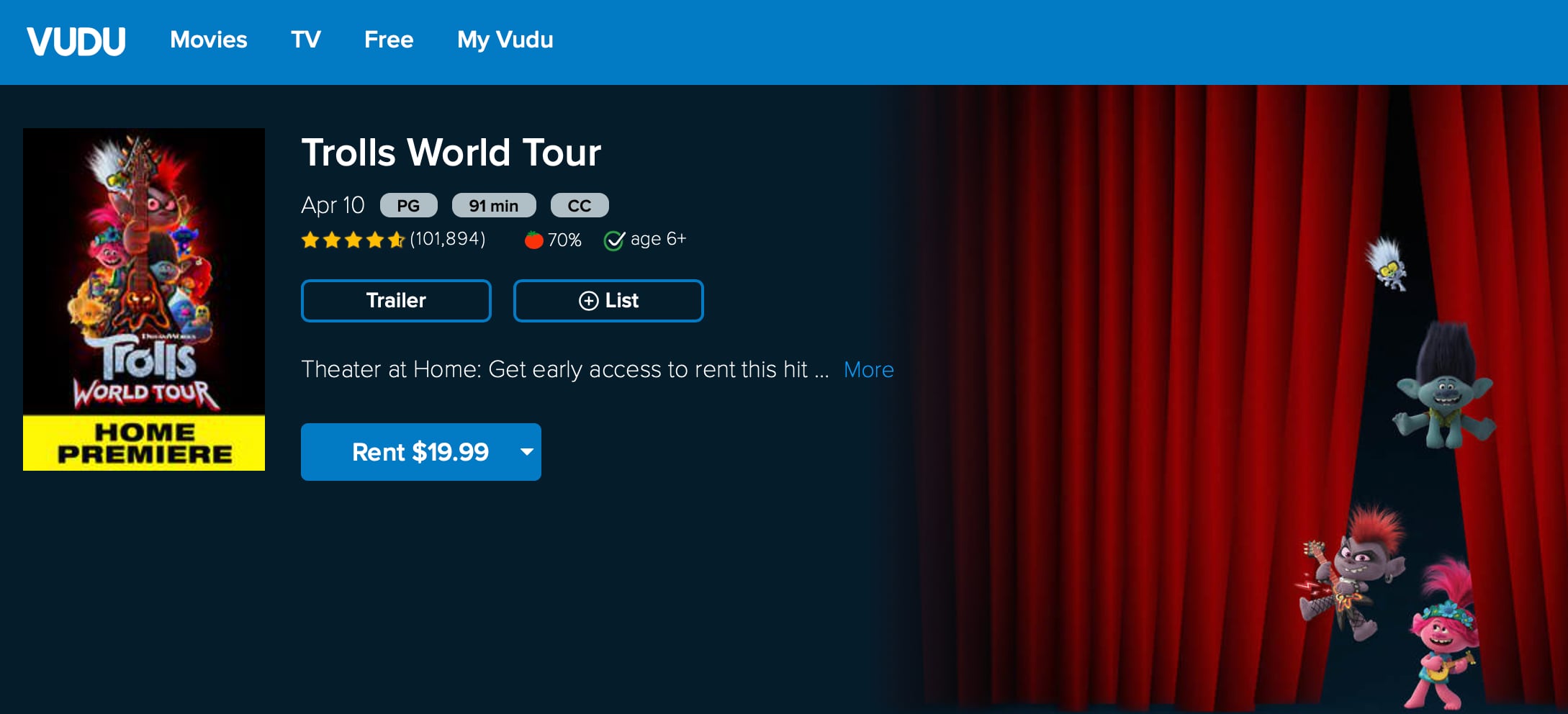 vudu fandango trolls tour