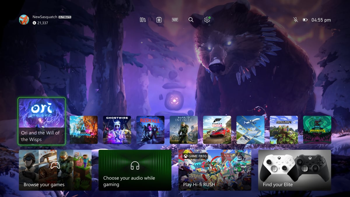 Xbox 2023 homescreen