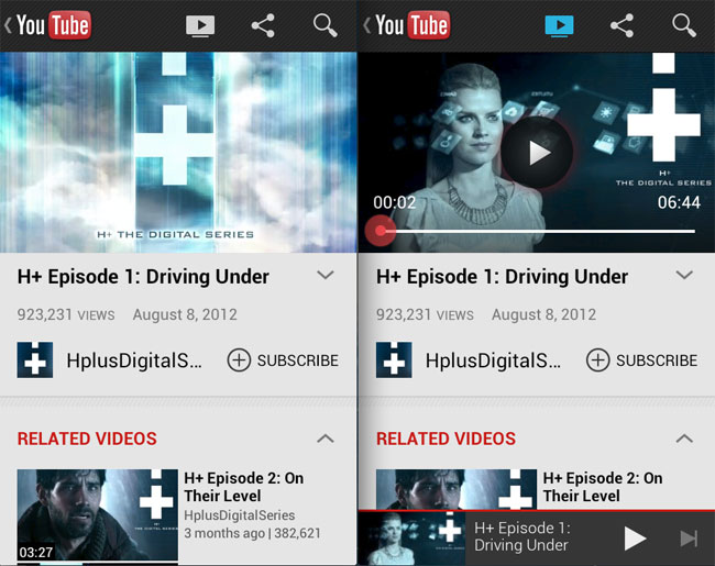 Click to enlarge YouTube for Android